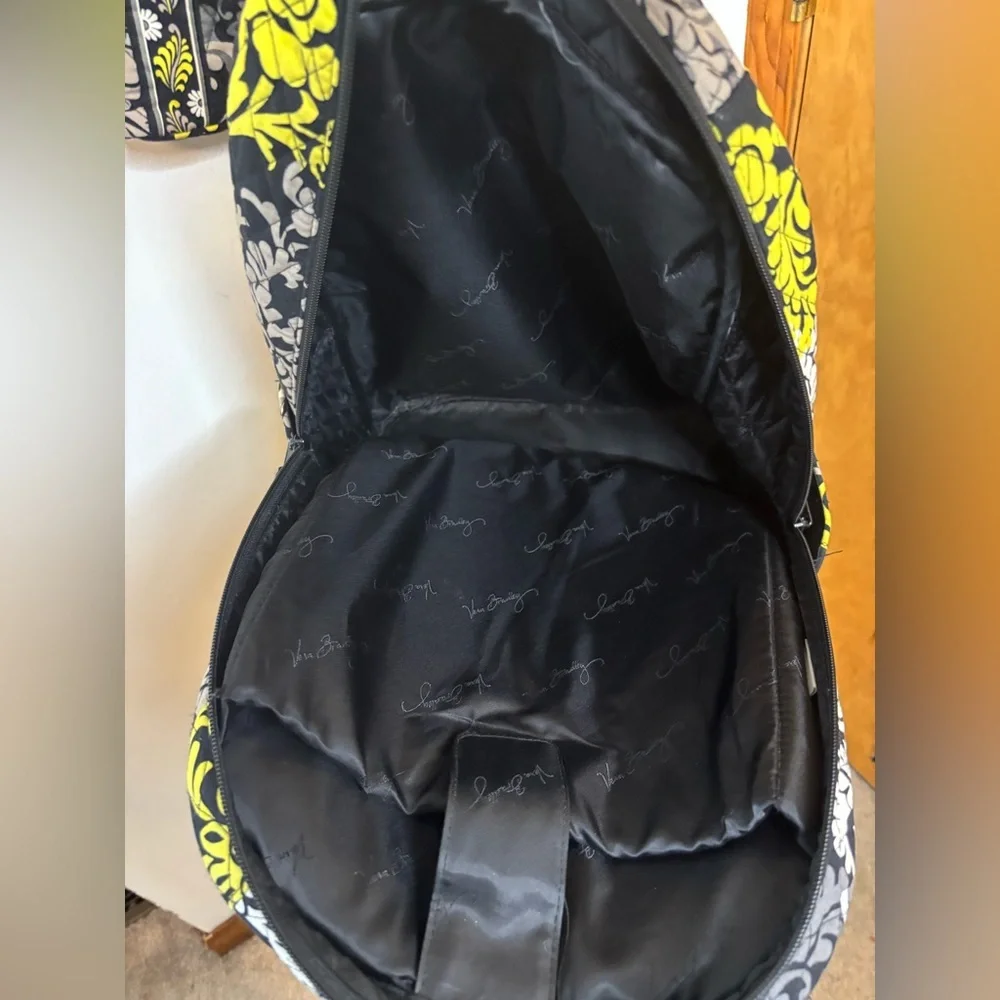 Vera Bradley Black Gray Yellow Floral Backpack & Crossbody Set